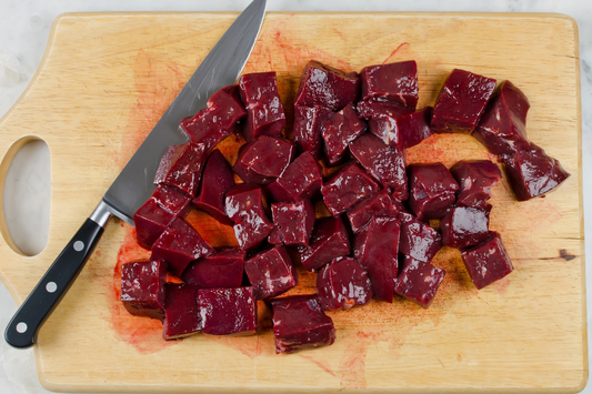 Diced grassfed beef liver from a grass fed beef near me in North Carolina